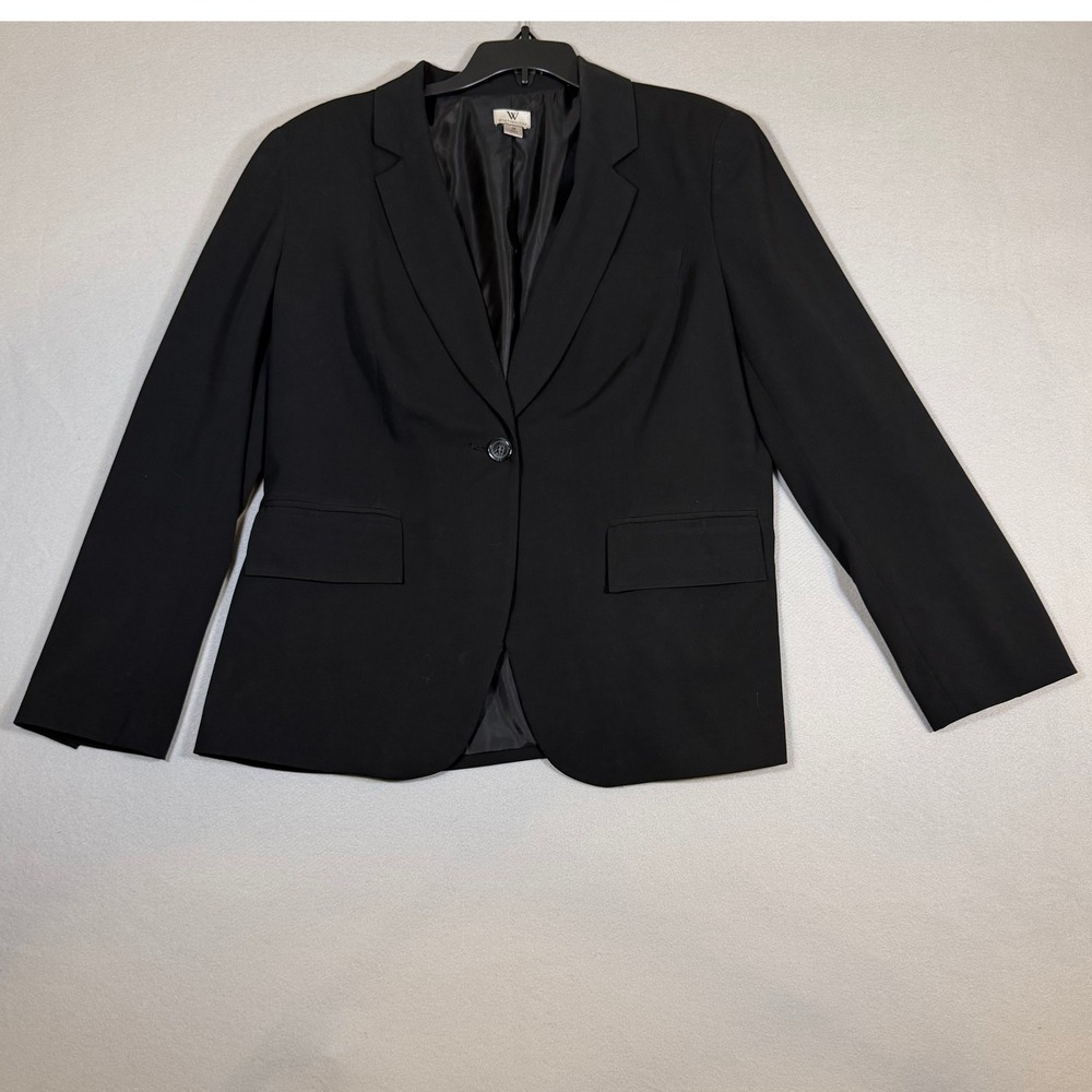 Worthington Womens Black Single Button Blazer Jacket Size 16